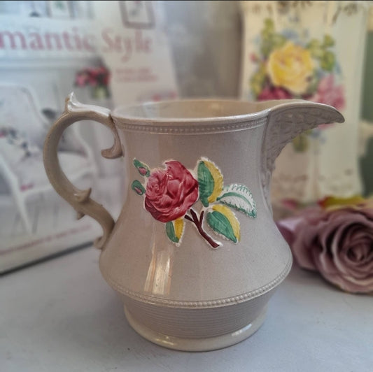 Vintage Floral Relief Staffordshire Jug