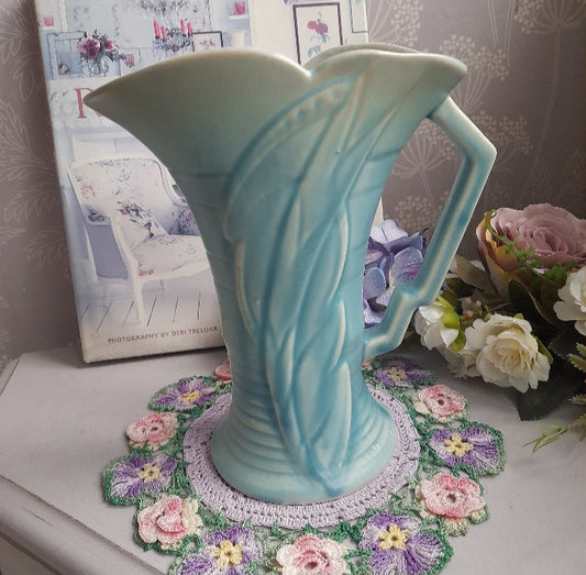 Art Deco Angular Duck Egg Blue Jug