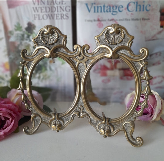 Art Nouveau Twin Brass Photo Frame