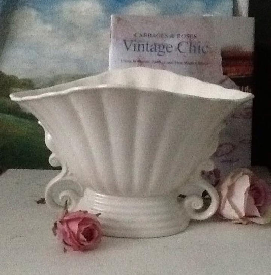 Vintage Creamware Shell Shape Mantle Vase