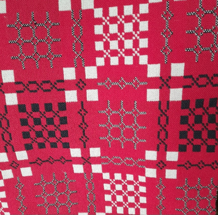 Vintage Red White & Black Welsh Blanket Large Double King Size