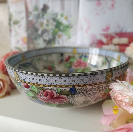Antique Floral Chintz Fruit Bowl