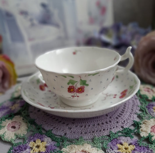 Pretty Victorian Footed Tea Cup & Saucer