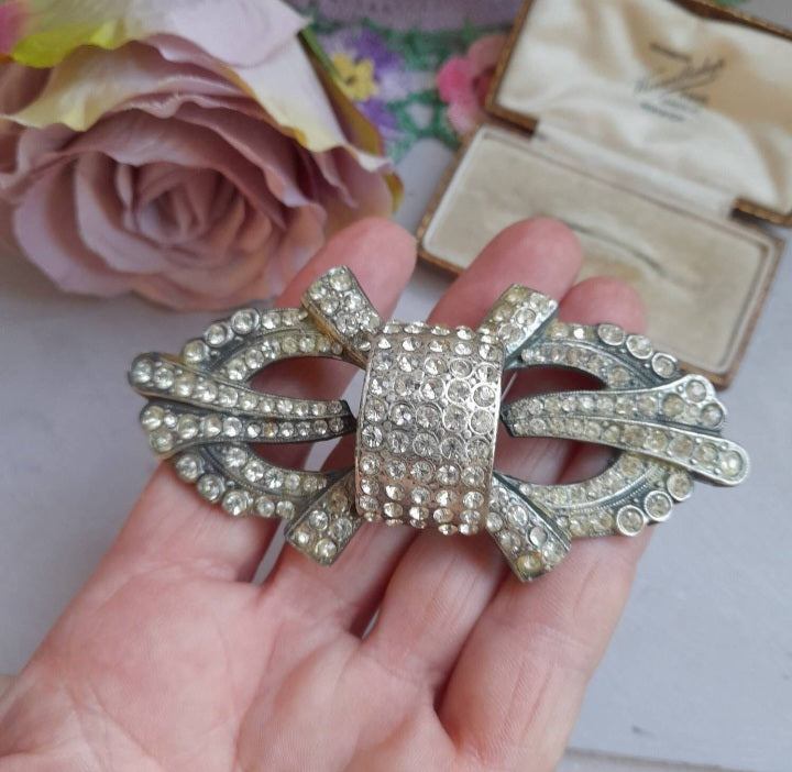 Art Deco Large Crystal Statement Brooch For Wedding