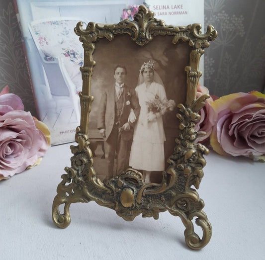 Art Nouveau Solid Brass Photo Frame 5 1/2 x 3 1/2 inch