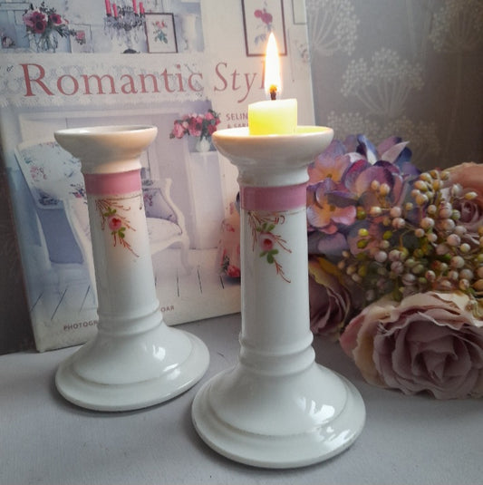 Pair of Pretty French Limoges Candlesticks 