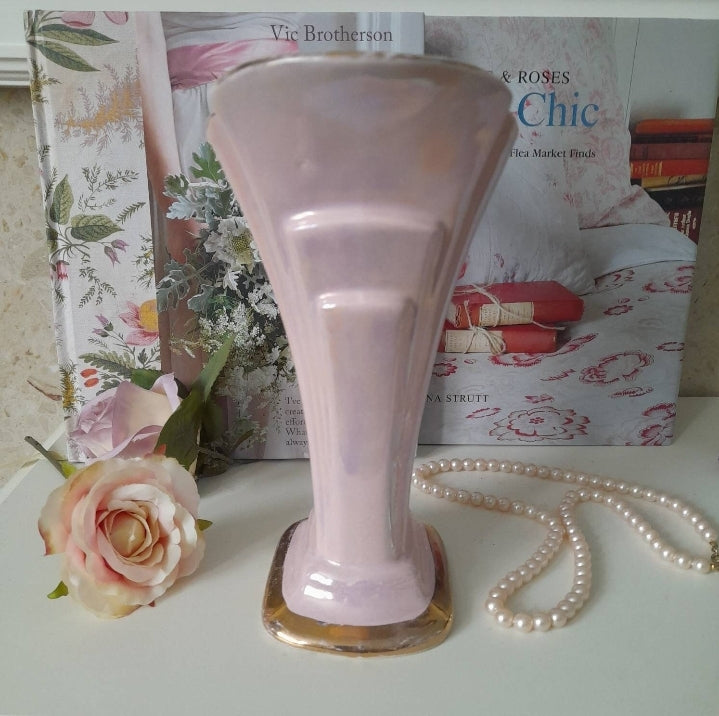 Art Deco Peach Pink Angular Lustreware Jug