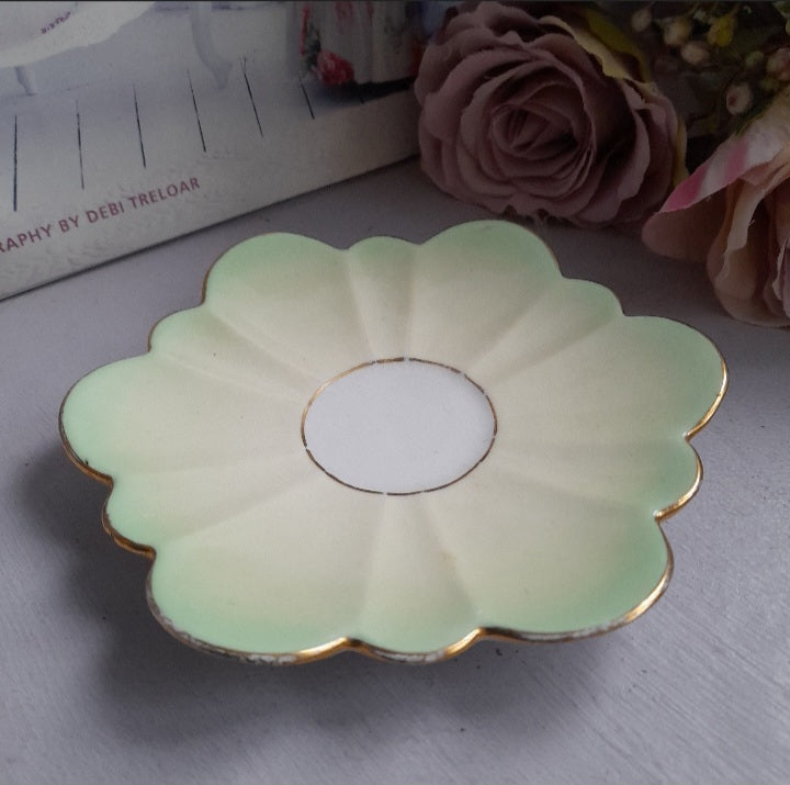 RARE Foley Wileman Pre Shelley Tea Cup & Saucer in Pale Green Petal Design 208329