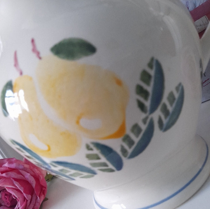 Large POOLE Pottery Jug in 'Dorset Fruits' Yellow Pear Spongeware Pattern