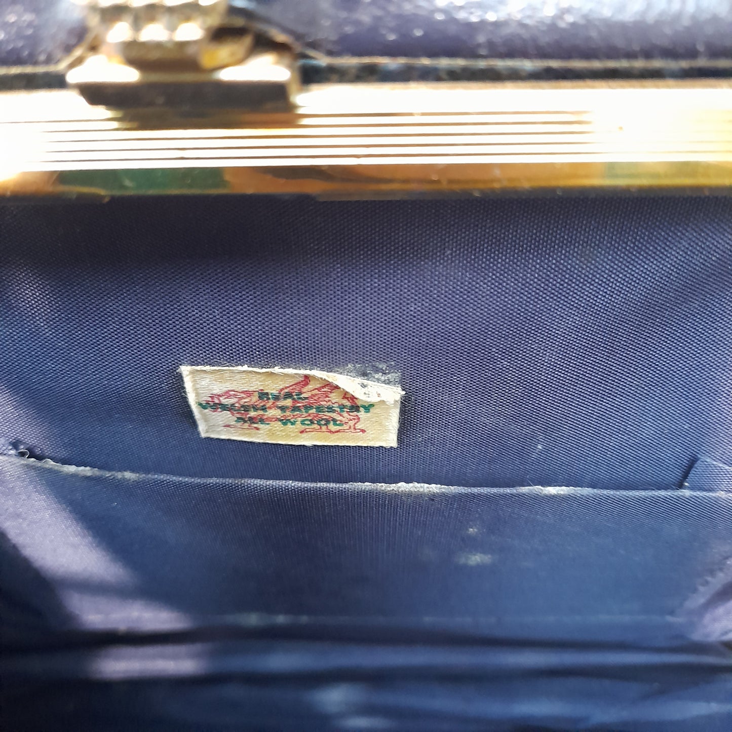 Vintage Welsh Tapestry Handbag in Blues