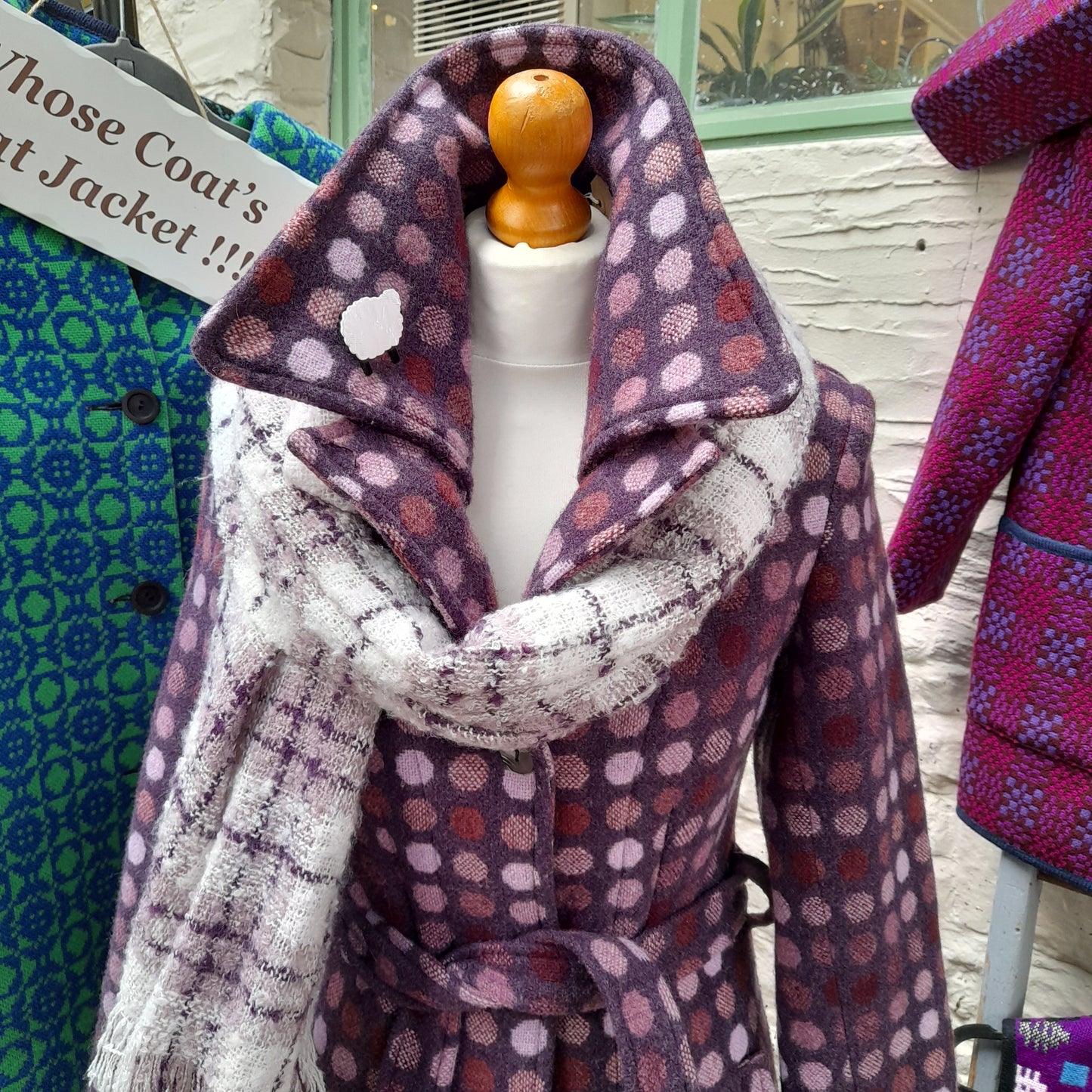Vintage Welsh Tapestry Purple Spotty Coat by Melin Tregwynt Size 8 to 12ish