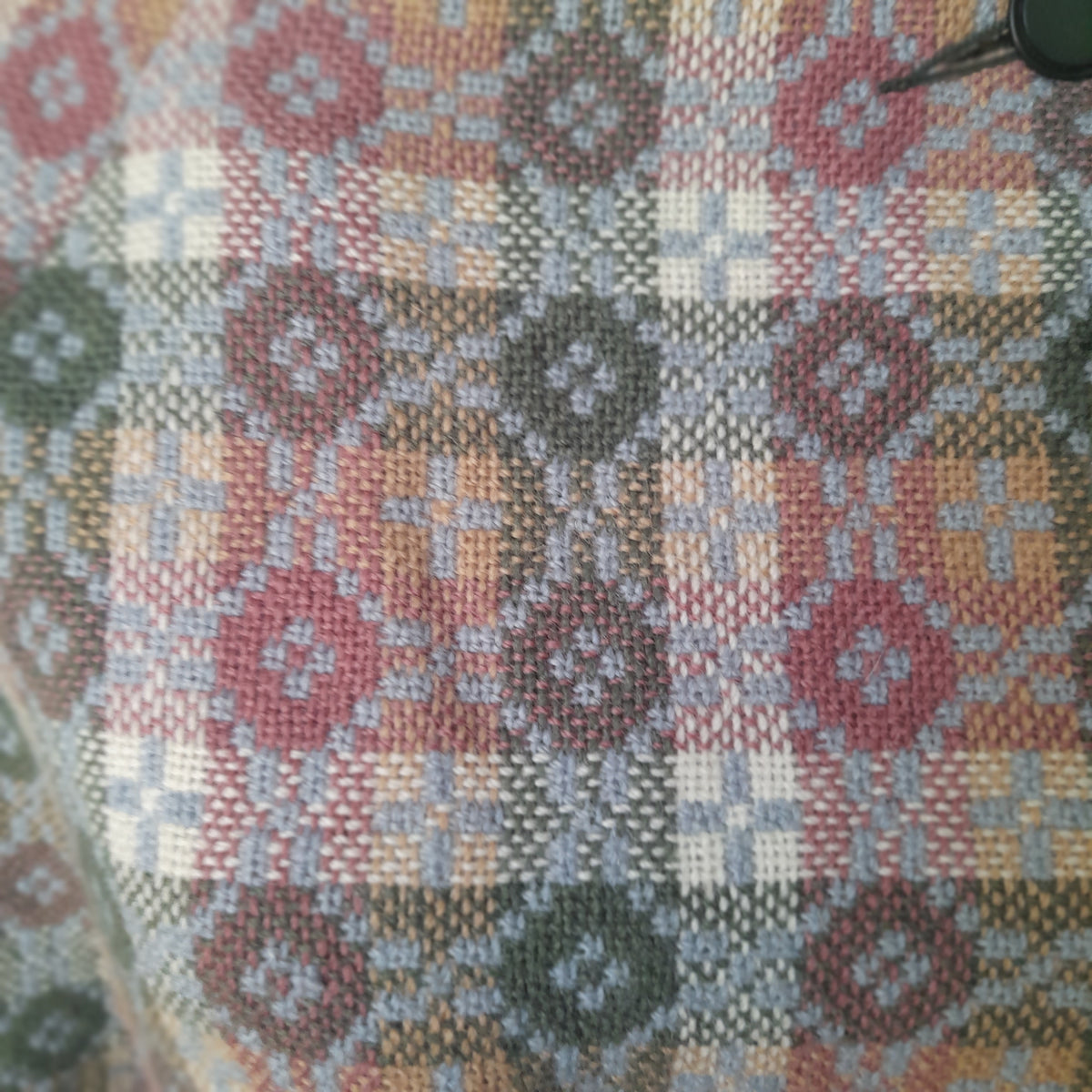 Vintage Welsh Tapestry Cape/Poncho in Grey, Pink, Green & Cream by Trefriw Woollen Mill Size 8/10