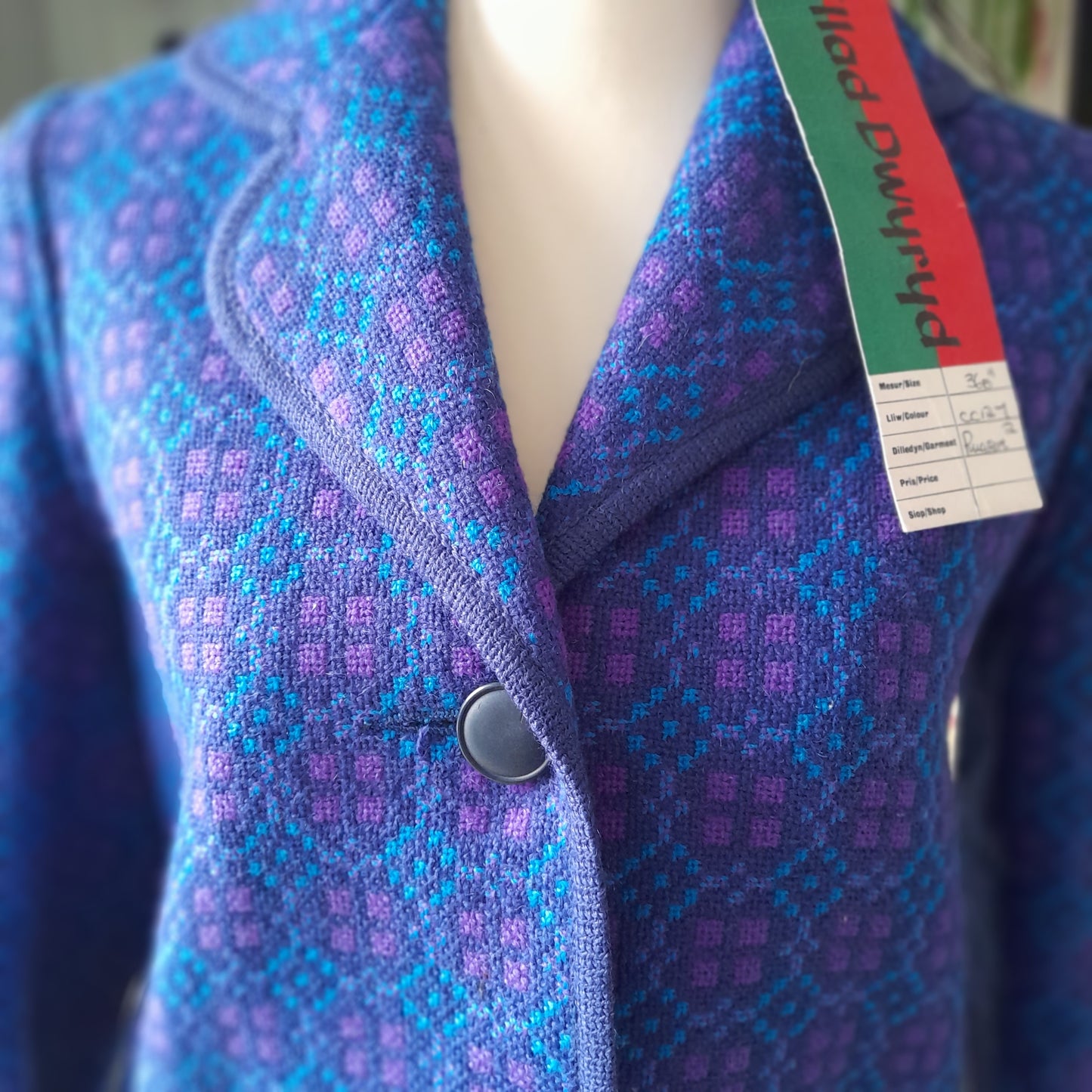 Vintage Welsh Tapestry Pea Coat in Blue & Purple BNWT Size 8/10