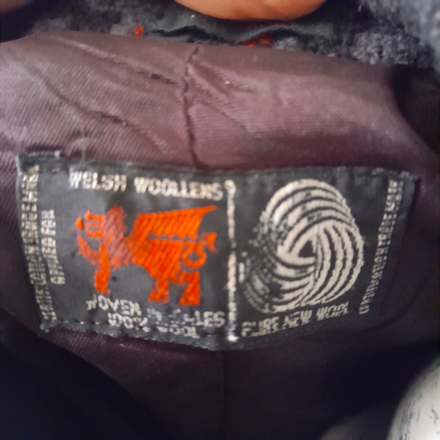 Vintage Welsh Tapestry Cape in Charcoal Grey Red & Black