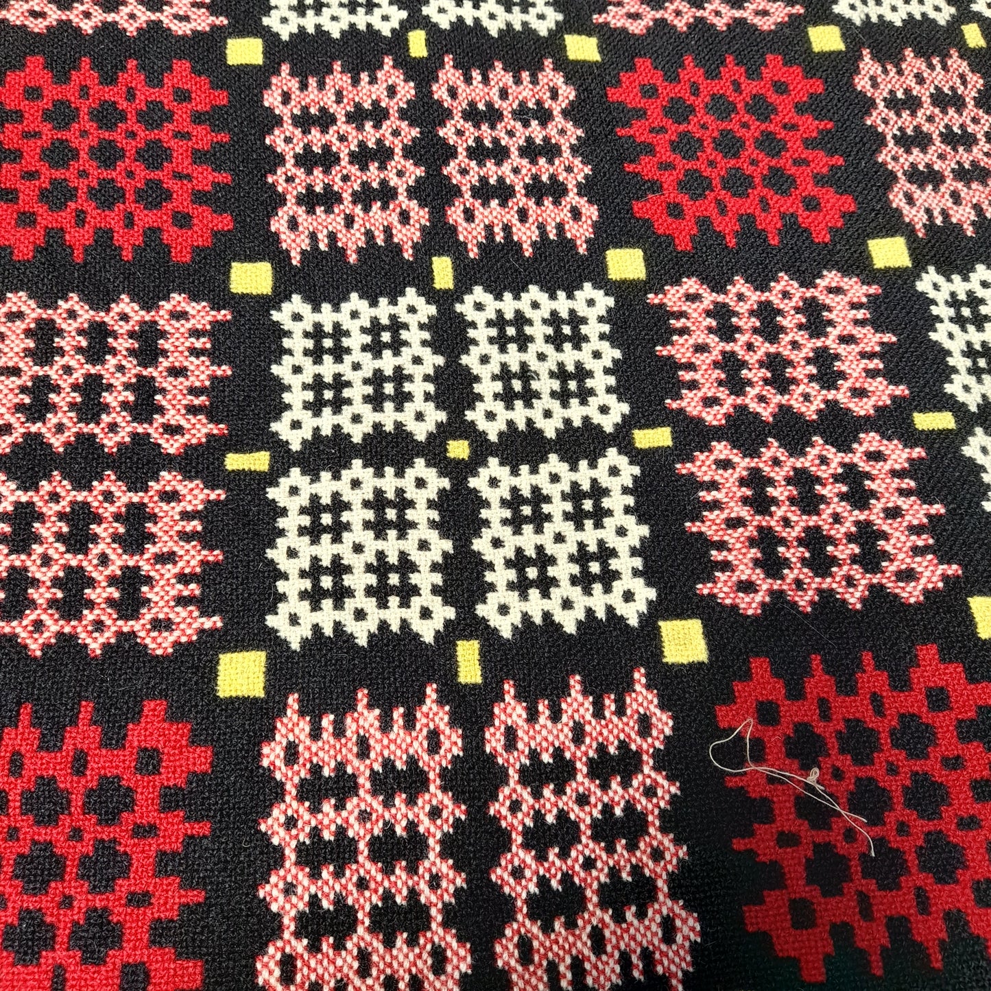 Welsh Tapestry Blanket in Black Red, Yellow & White by Gwili Mill