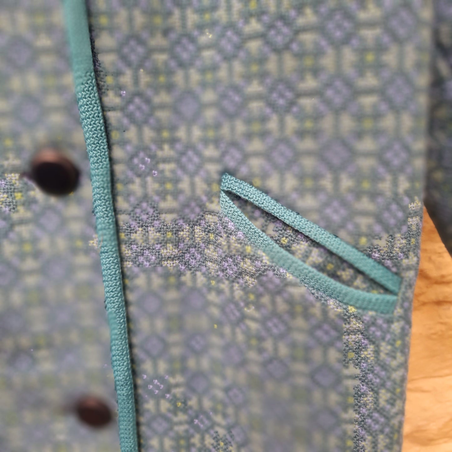 Vintage Welsh Tapestry Coat Rare Full Length in Pale Blue & Aqua Size 12/14