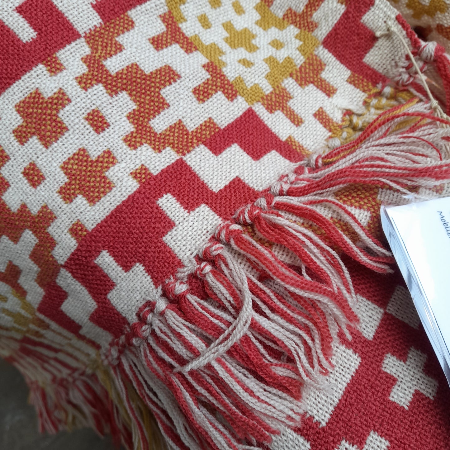 Welsh Tapestry Blanket in Orange & Cream Unique Hand Woven Design by Alana's Welsh Weaves BNWT