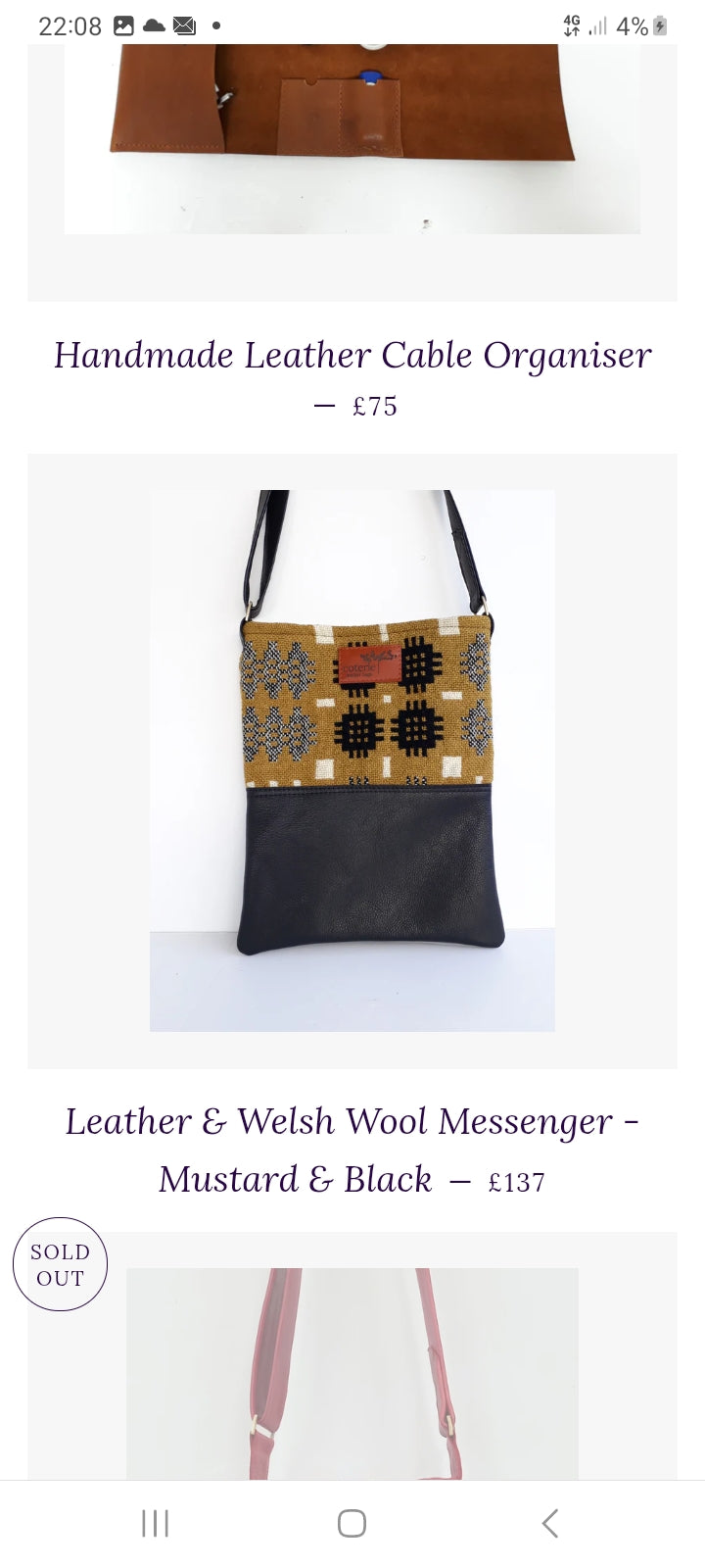 Handmade Coterie Leather Cross Body Handbag Made With Mustard & Black Vintage Welsh Wool Tapestry BNWT RRP £137