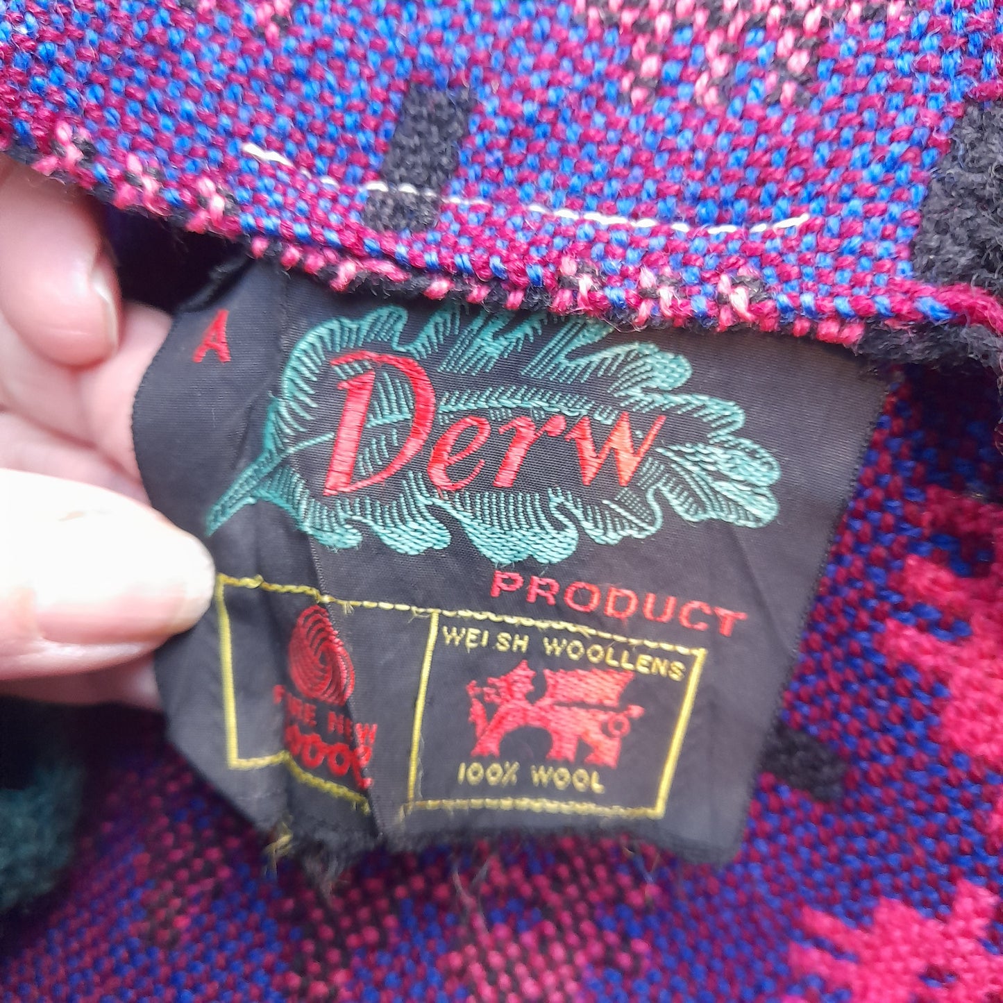 Vintage Welsh Tapestry Blanket in Purple Pink & Black by Derw Mill