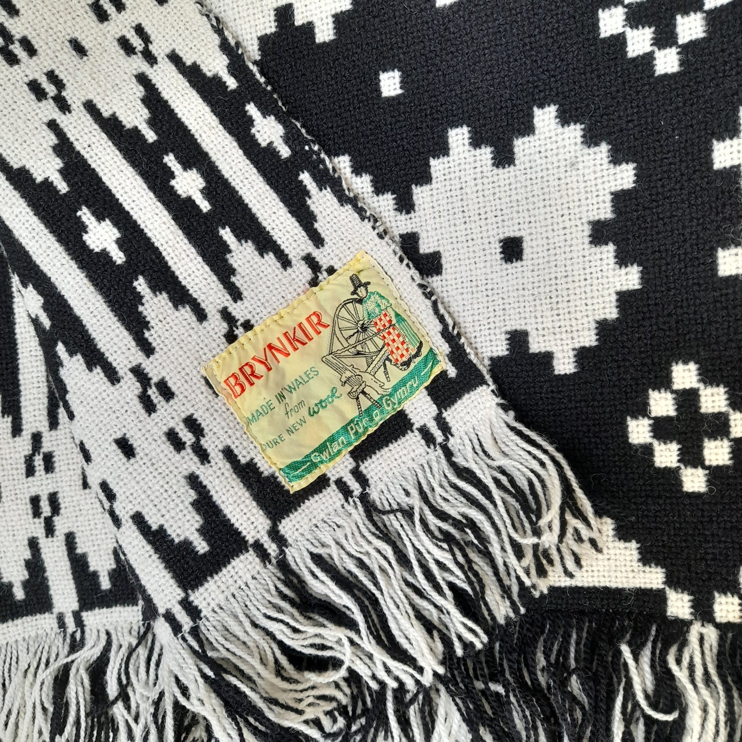 Welsh Tapestry Blanket in Black & White by Brynkir Mill