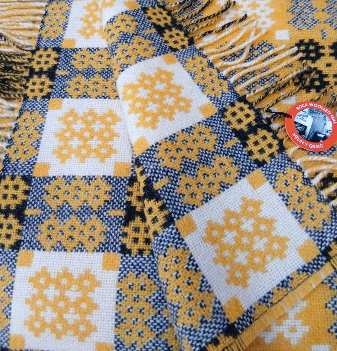 Welsh Tapestry Woollen Blanket Throw by Rock Mill in Choice of Colours