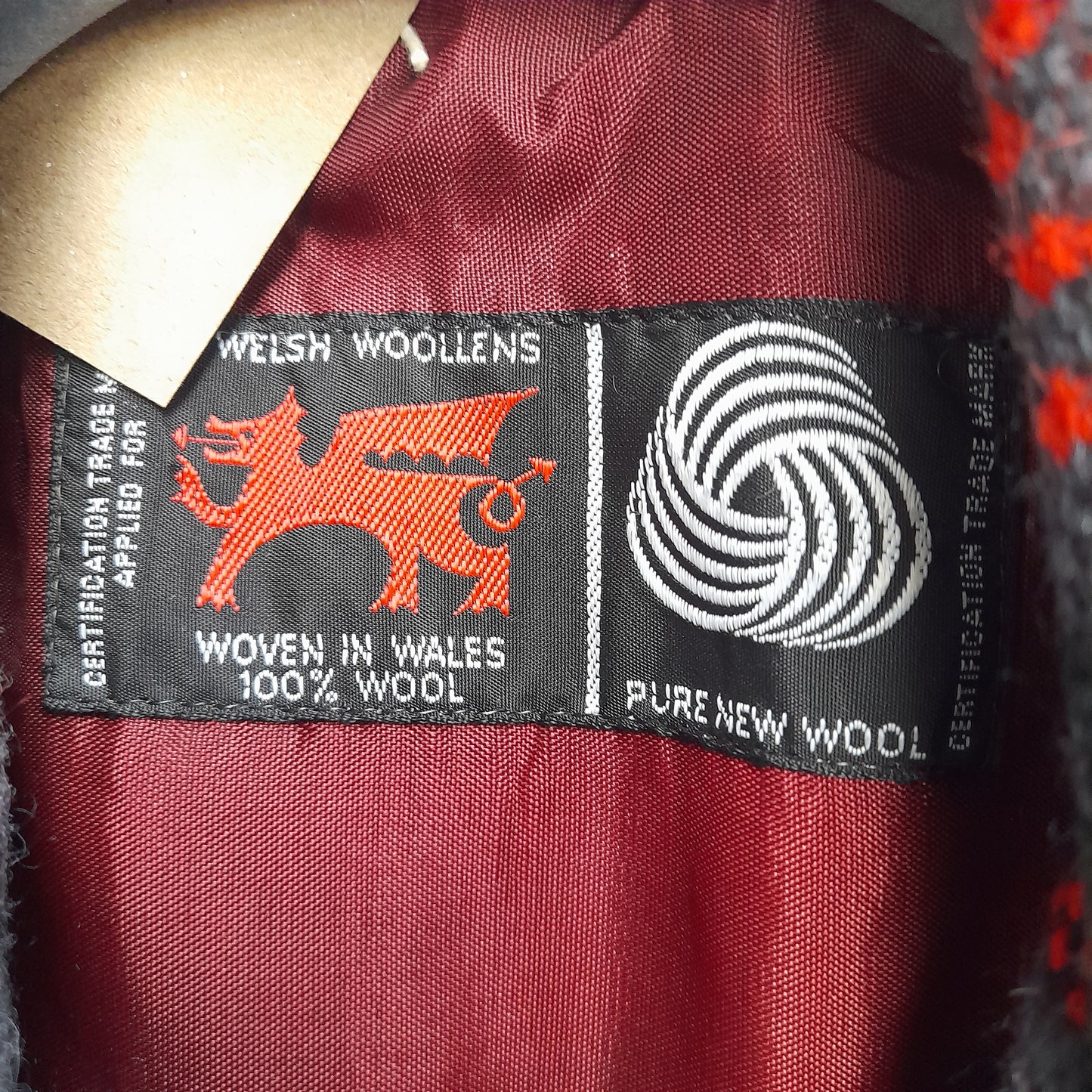 Vintage Welsh Tapestry Coat in Charcoal Grey, Red & Black Size 14/16