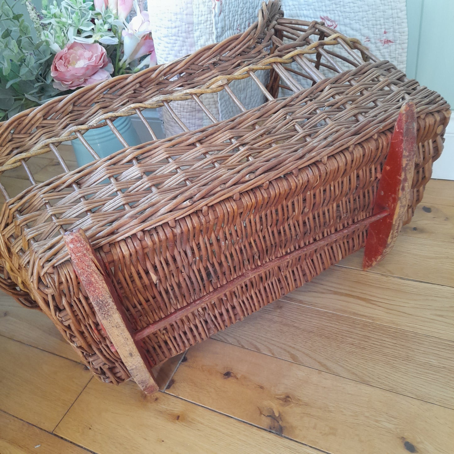 Antique Victorian Wicker Doll's Rocking Cradle