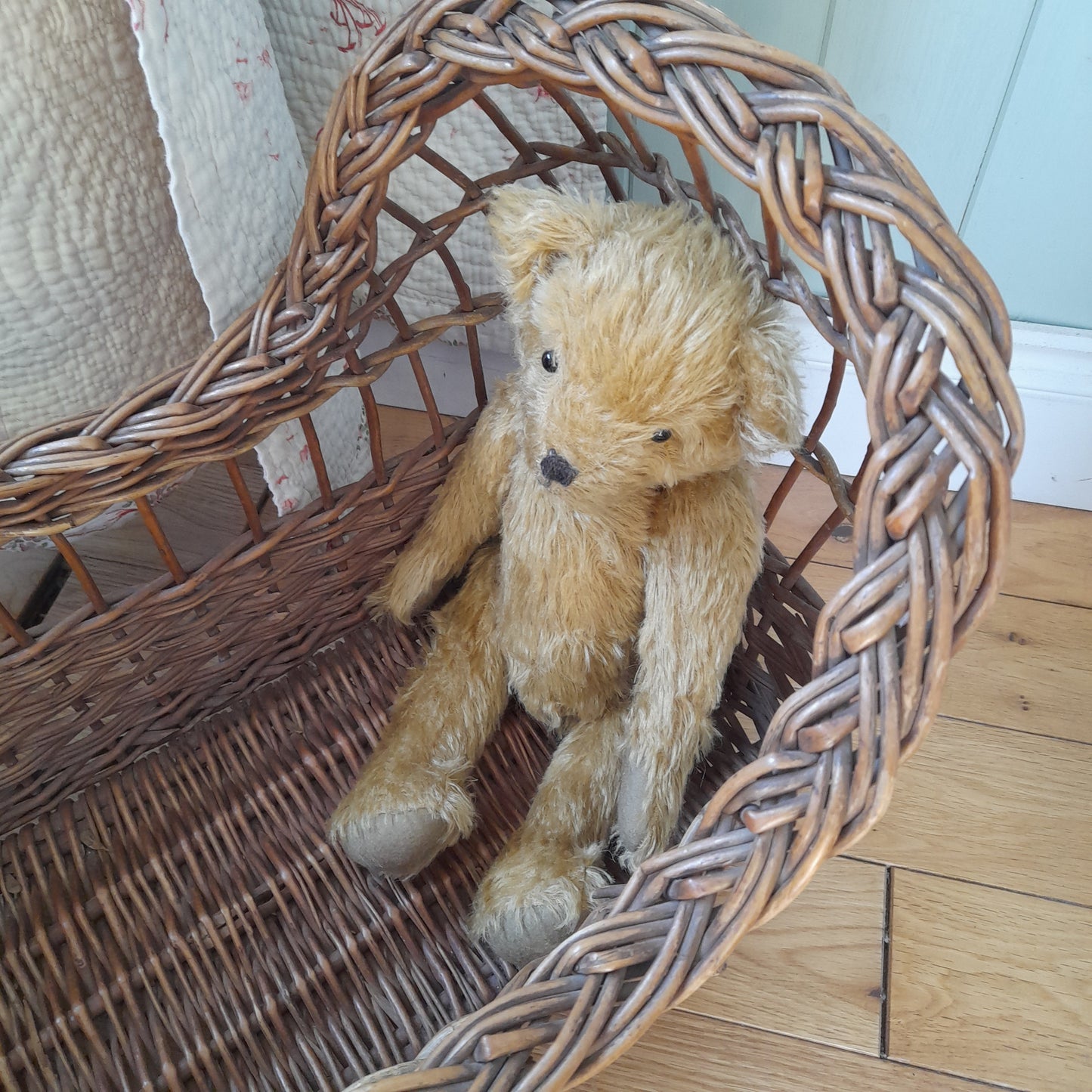 Antique Victorian Wicker Doll's Rocking Cradle