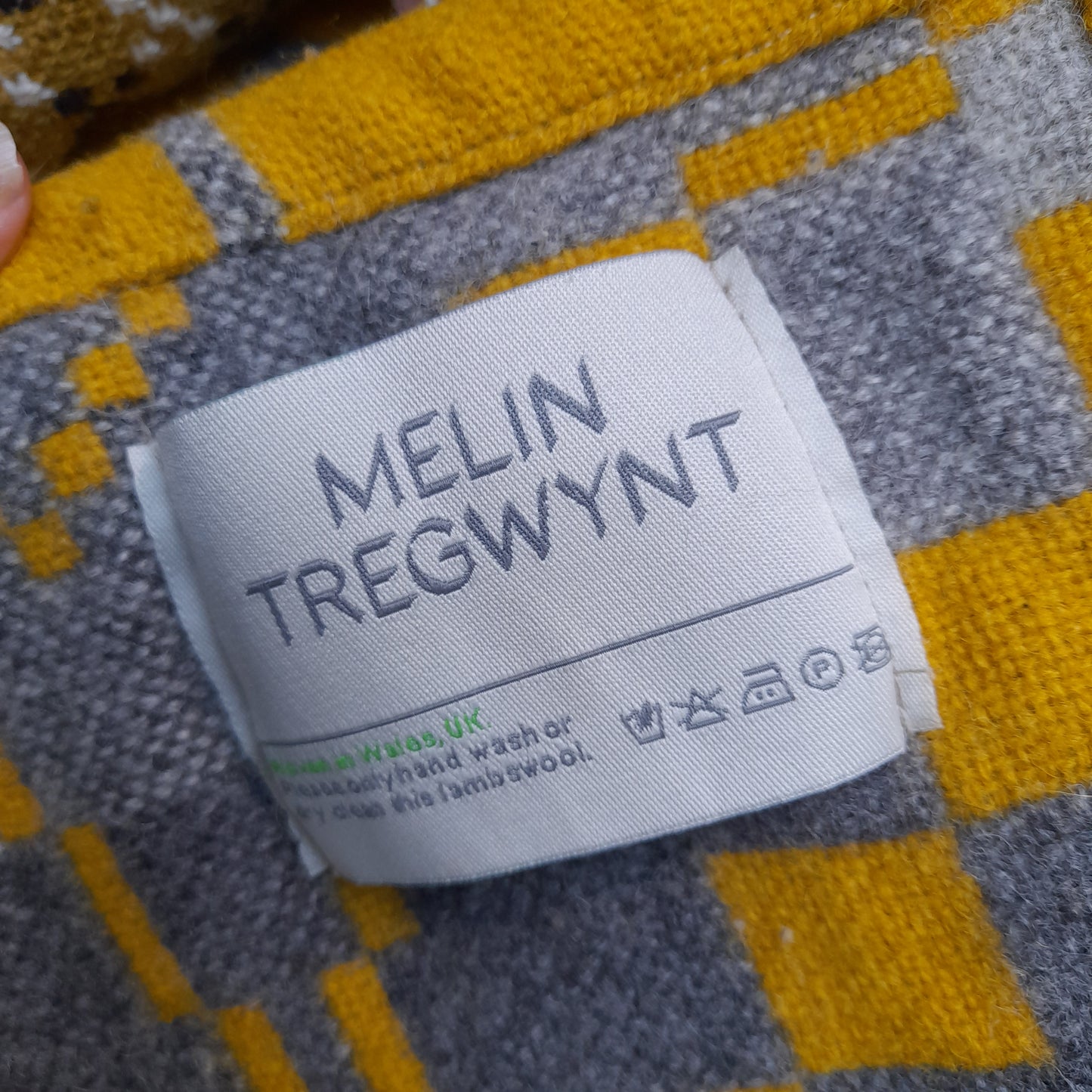 Melin Tregwynt Welsh Tapestry Blanket in Mustard & Grey in 'Vintage Star' Design
