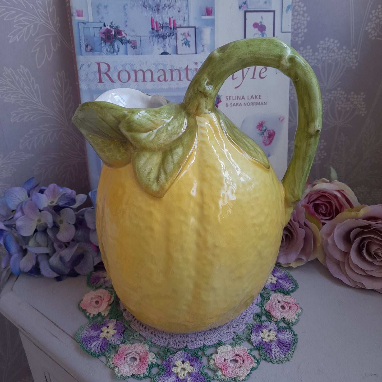Majolica Lemon Shape Juice Jug Made in Italy