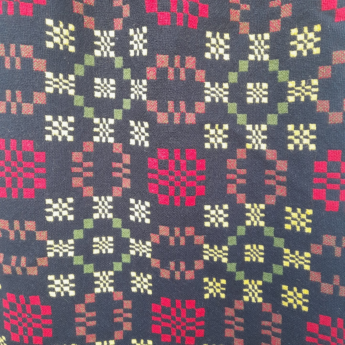 RARE Vintage Welsh Tapestry Blanket in Black, Red, Yellowy Green by Ben Jones at Alltcavan Mill King Size