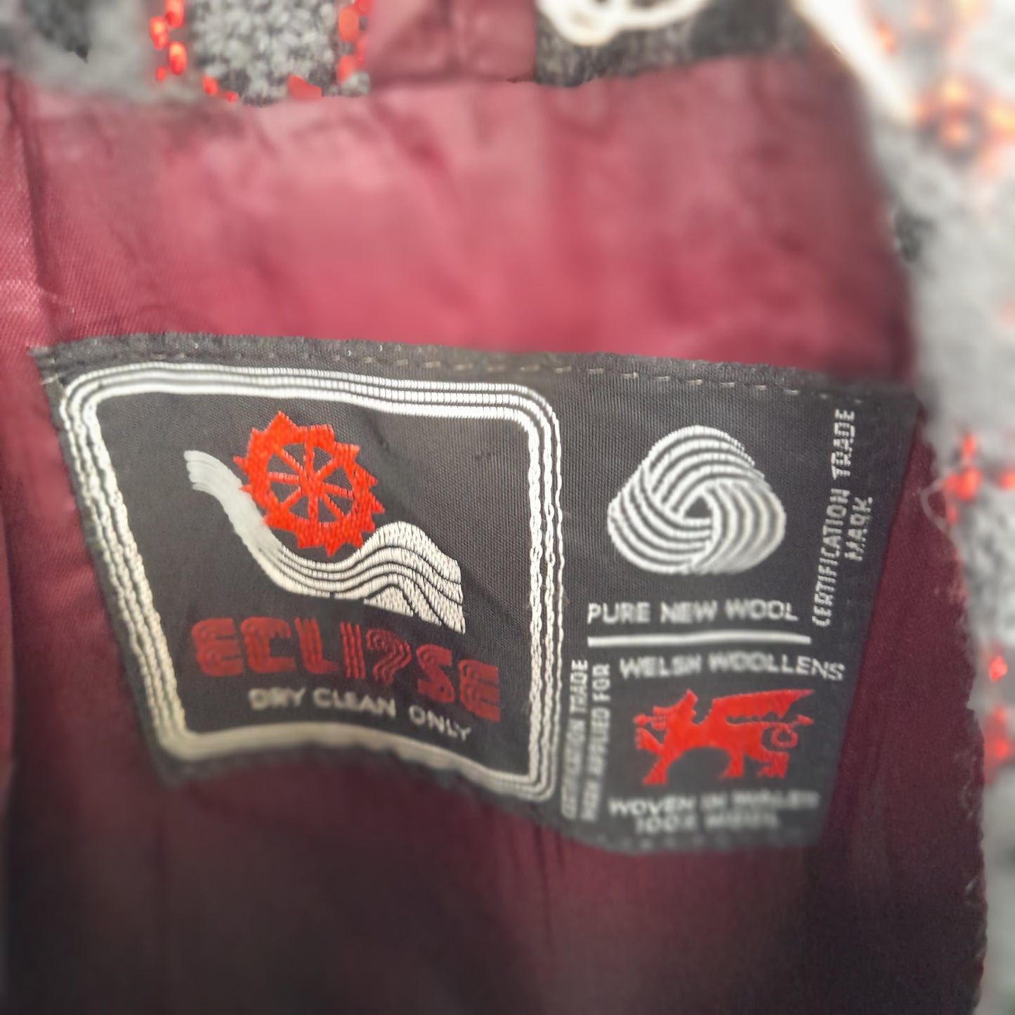 Vintage Welsh Tapestry Tailored Coat/Jacket in Charcoal Grey, Red & Black Size 10/12