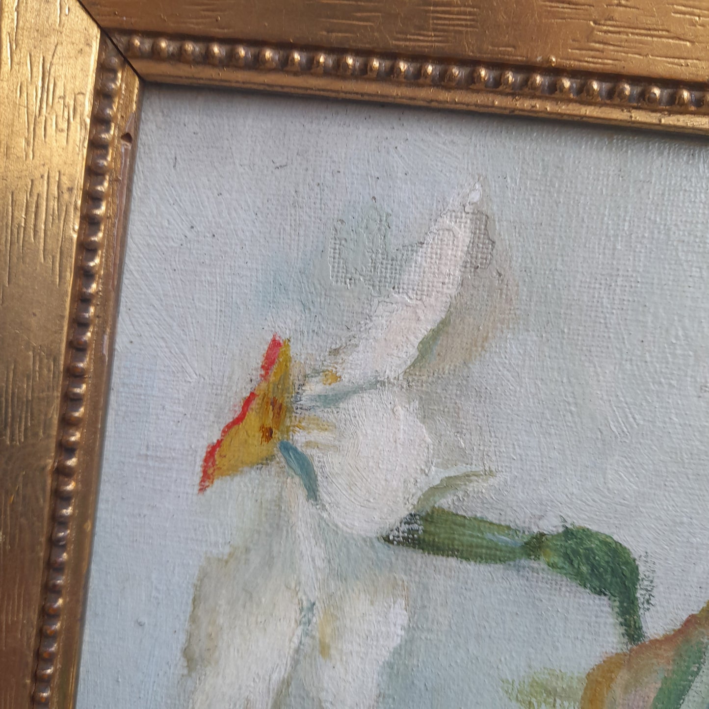 Darling Art Deco Original Oil Painting of Daffodils Framed & Signed E Mercer