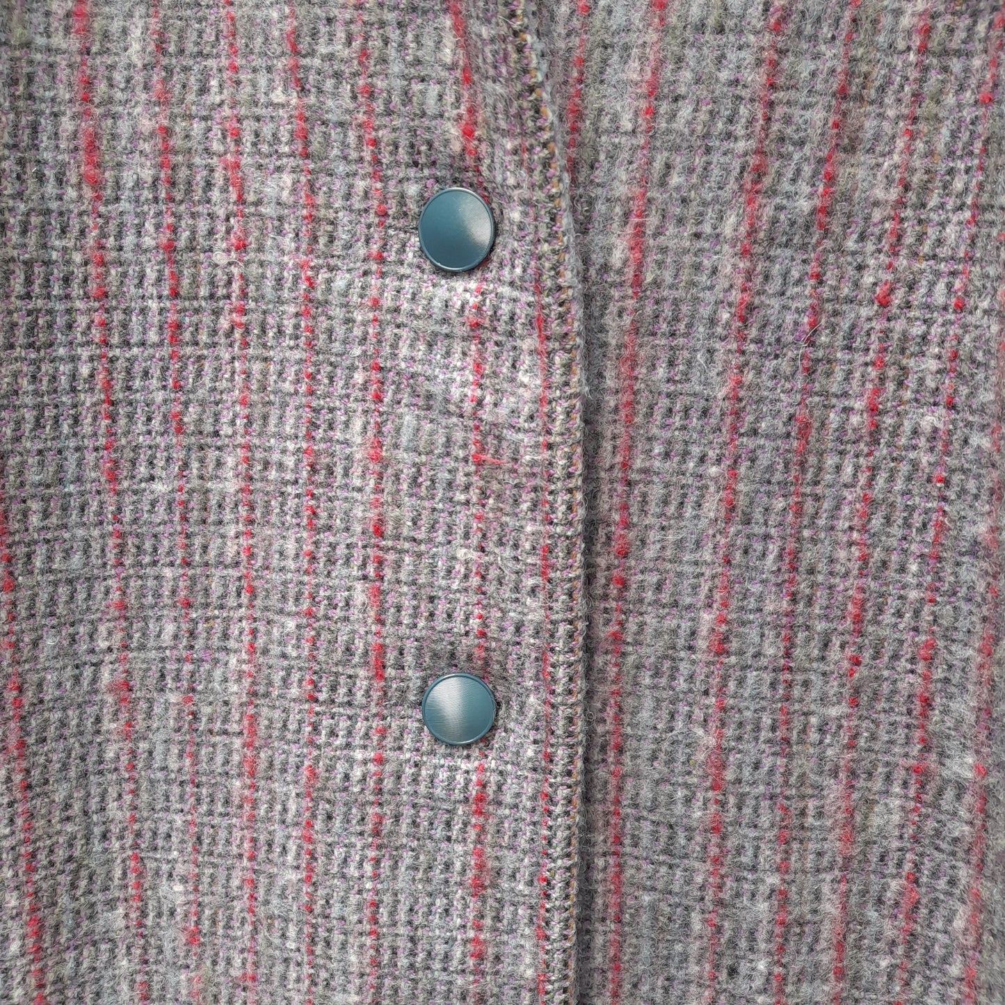 Vintage Welsh Wool Coat by Trefriw Woollen Mill in Purple Grey & Pinks Size 16/18