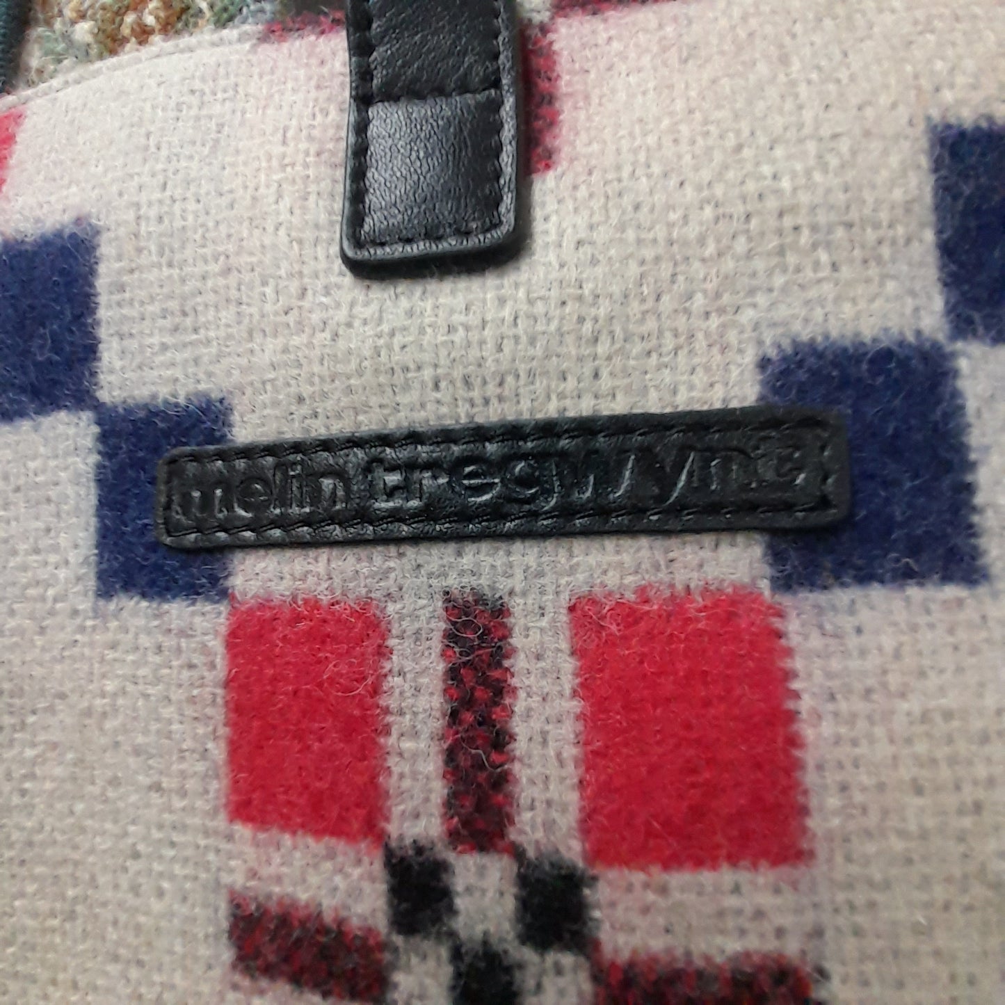 Welsh Tapestry Handbag by Melin Tregwynt in Navy Red & Off White St David's Cross Design