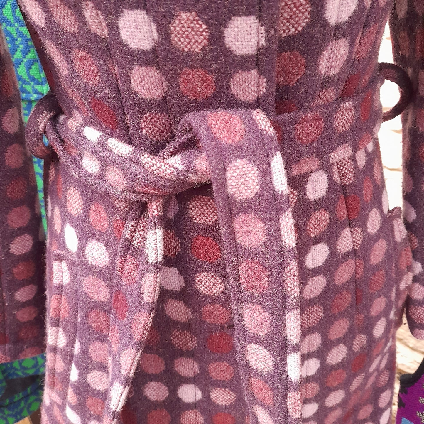 Vintage Welsh Tapestry Purple Spotty Coat by Melin Tregwynt Size 8 to 12ish