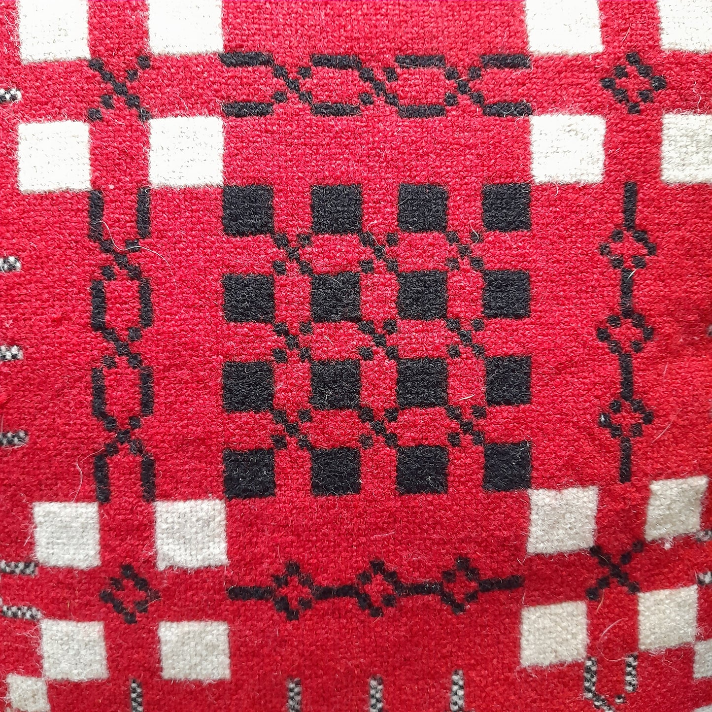 PAIR Handmade Welsh Tapestry Blanket Cushions in Red, Black & White 18"