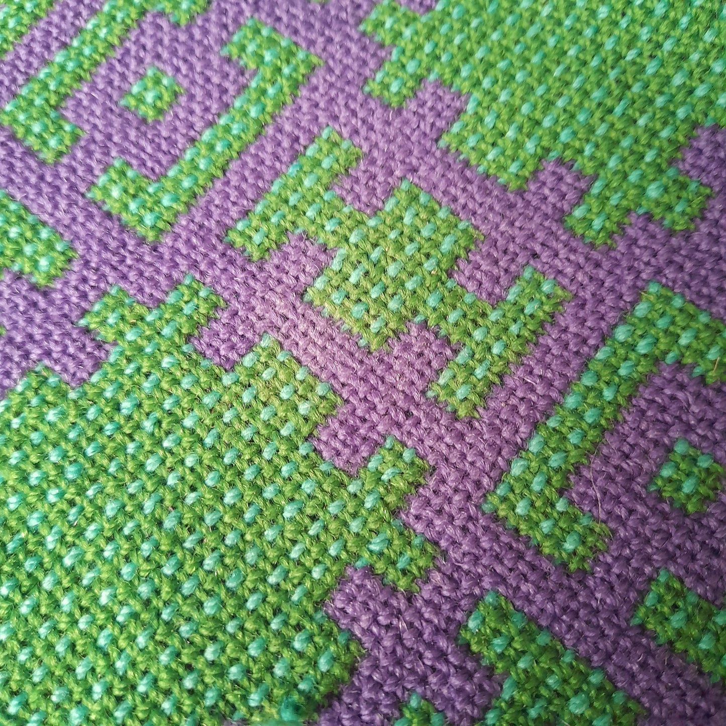 RARE Vintage Welsh Tapestry Blanket in Bright Green & Purple Woven by Arthur Morus Dolwerdd Mill