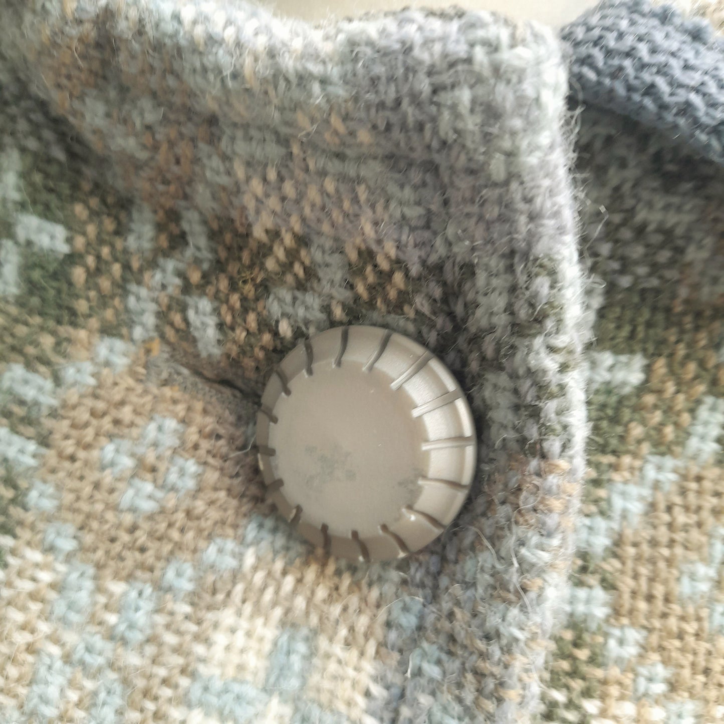 Vintage Welsh Tapestry Pea Coat in Pale Blue Grey Green & Cream by Trefriw Woollen Mill BNWT Size 12