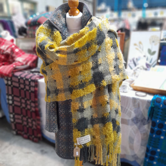 Sioni Rhys Handwoven Wrap in Mustard & Greens