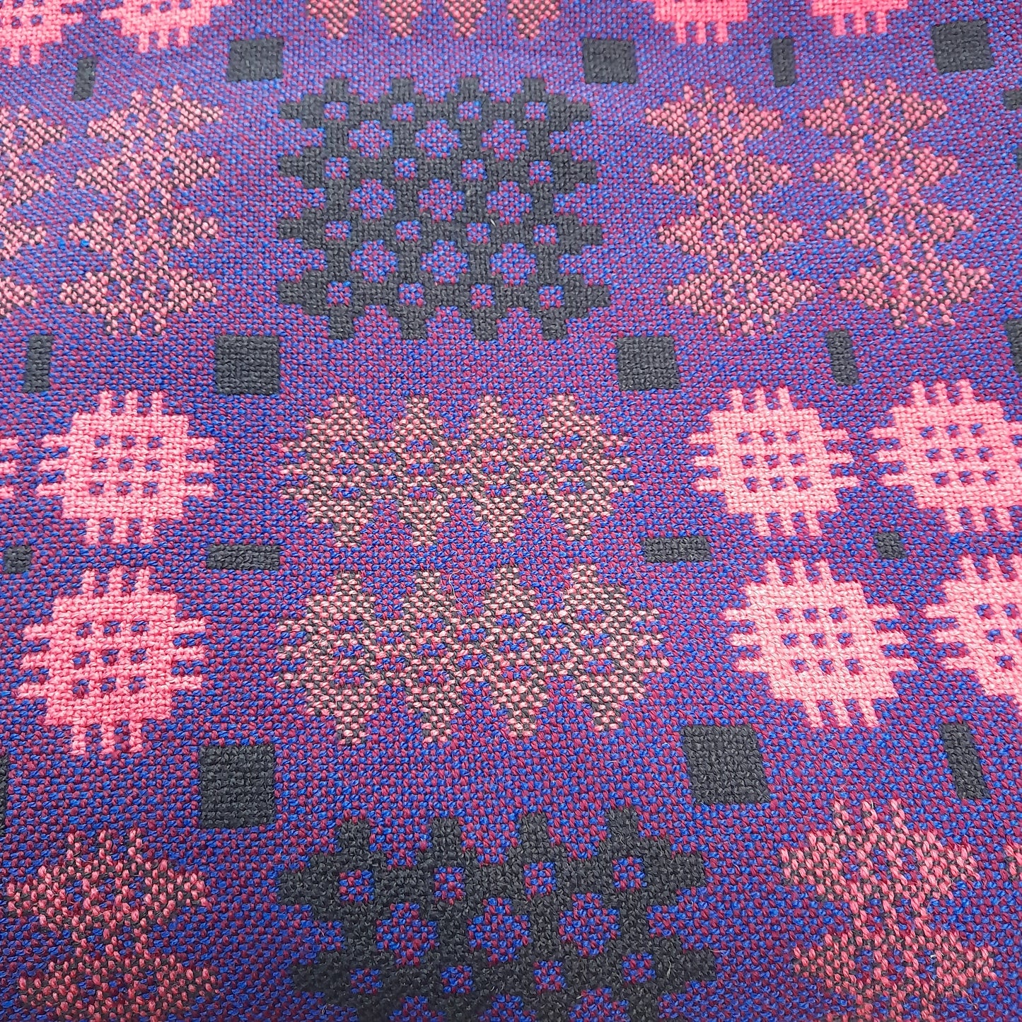 Vintage Welsh Tapestry Blanket in Purple Pink & Black by Derw Mill