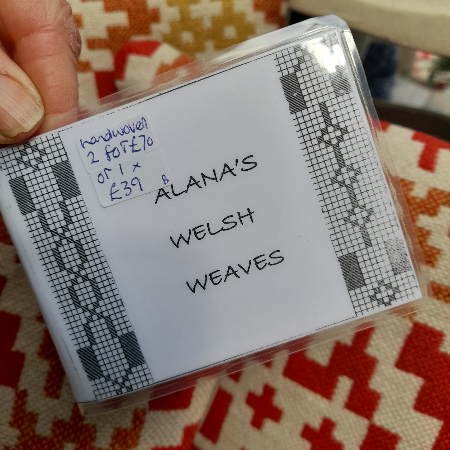 Welsh Tapestry Blanket in Orange & Cream Unique Hand Woven Design by Alana's Welsh Weaves BNWT
