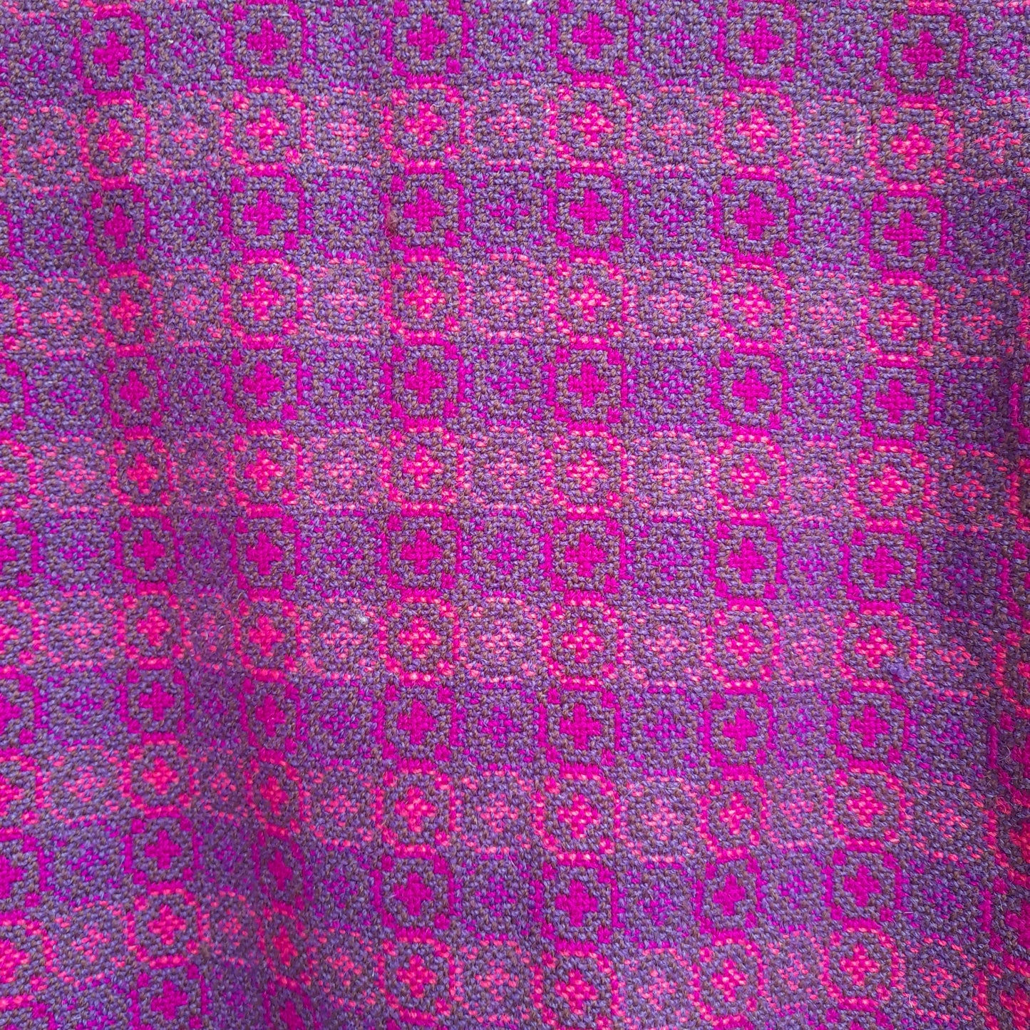 Vintage Welsh Tapestry Pea Coat in Purple & Pink Size 16/18