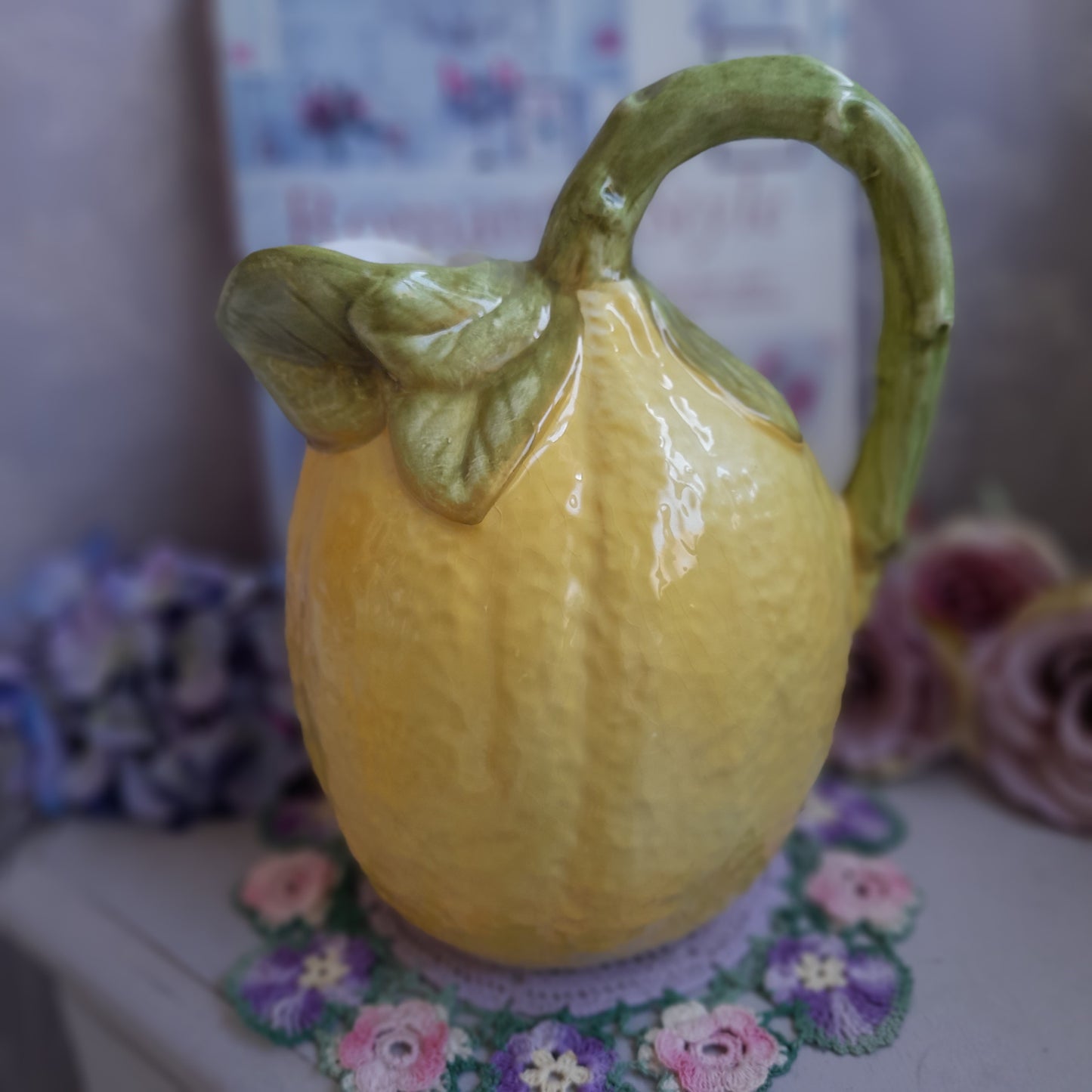 Majolica Lemon Shape Juice Jug Made in Italy