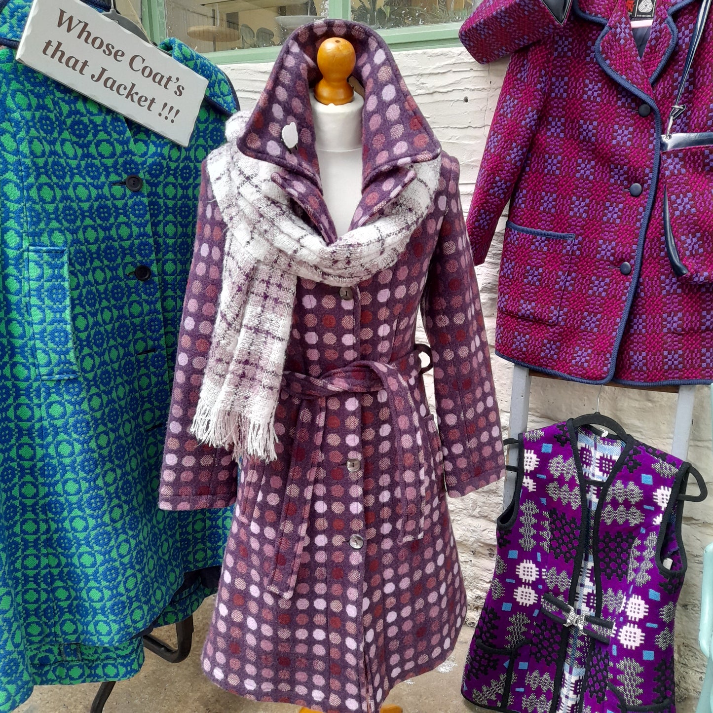 Vintage Welsh Tapestry Purple Spotty Coat by Melin Tregwynt Size 8 to 12ish