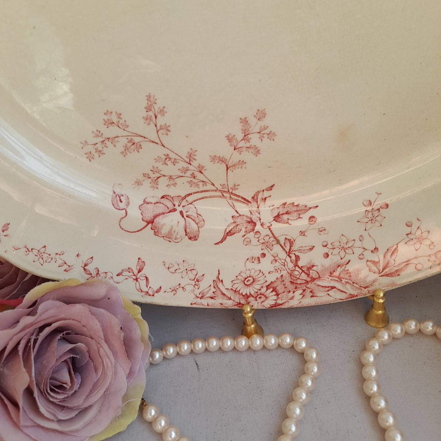 Antique French Style Ironstone (terre de fer) Oval Serving Platter or Meat Plate