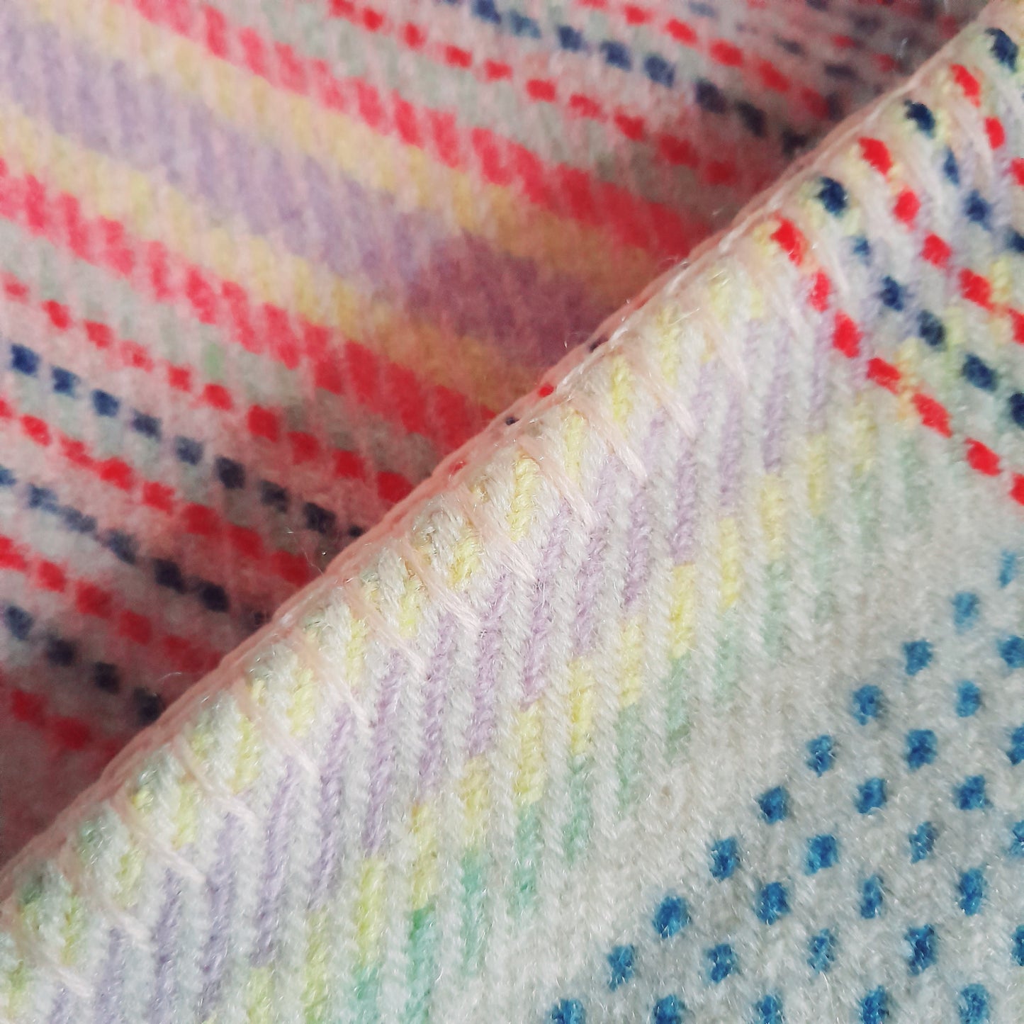 Vintage Welsh Blanket in Pretty Pastel Plaid Checks in Pink Lilac Blue & Pop of Red
