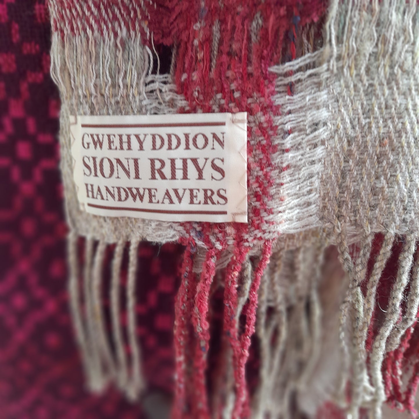 Sioni Rhys Handwoven Wrap in Red & Cream