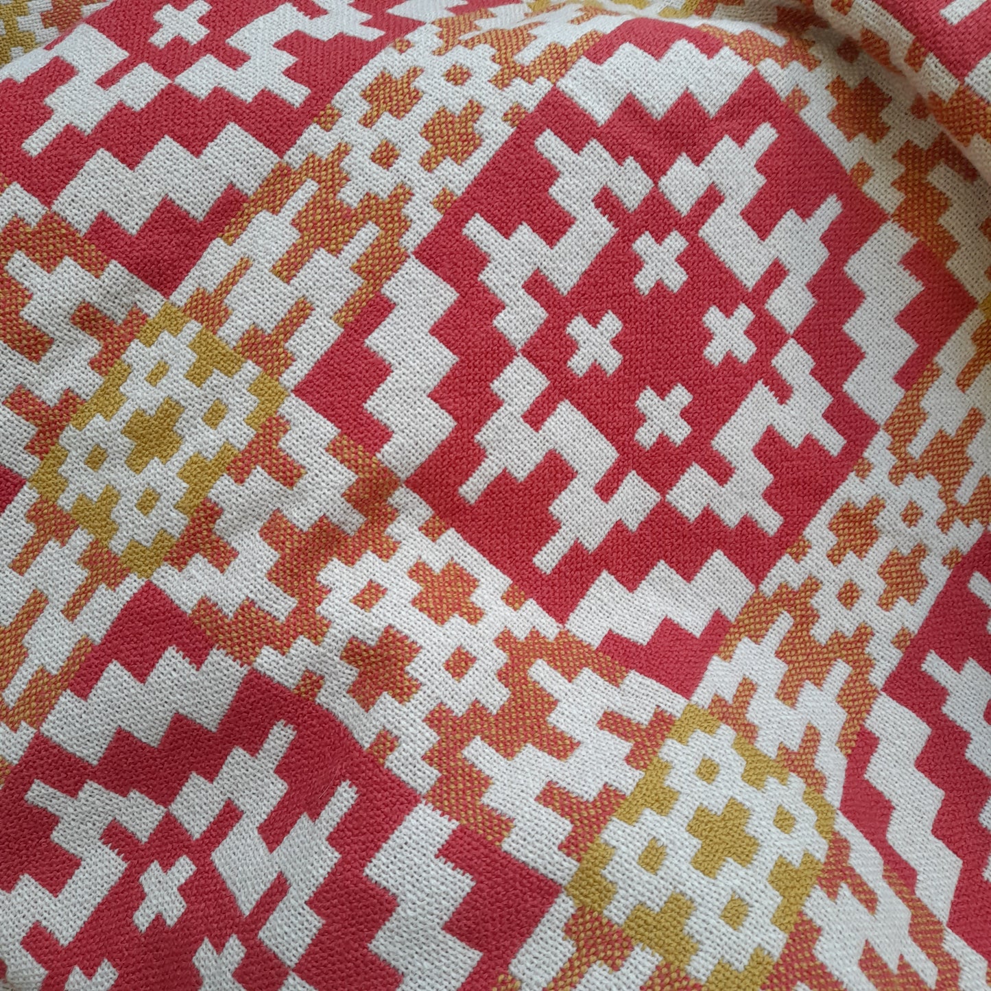 Welsh Tapestry Blanket in Orange & Cream Unique Hand Woven Design by Alana's Welsh Weaves BNWT