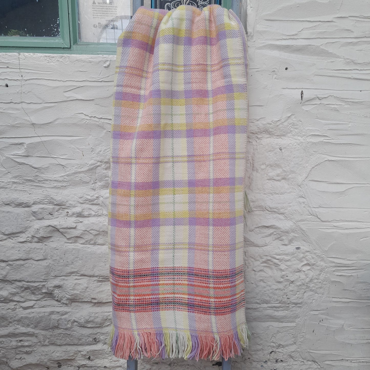 Vintage Cwmgwili Welsh Blanket in Pretty Pastels